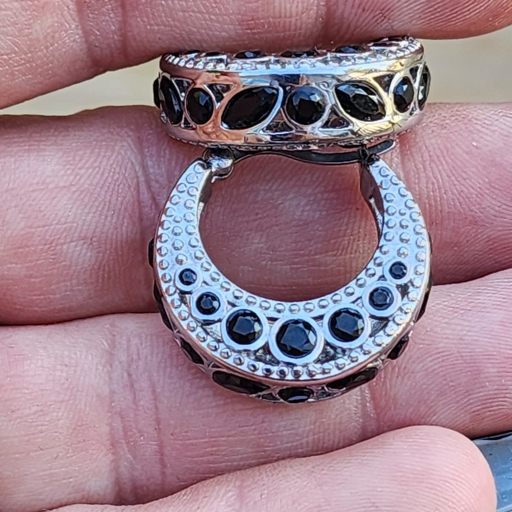 Black Australian Crystal inside/out stainless steel, hypoallergenic earrings.